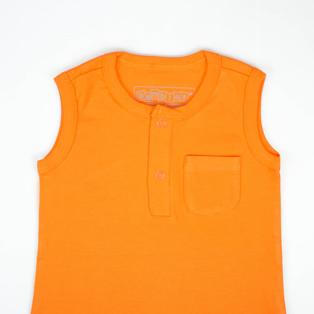 BODYSUIT SLEEVELESS POCKET ORANGE INFANT