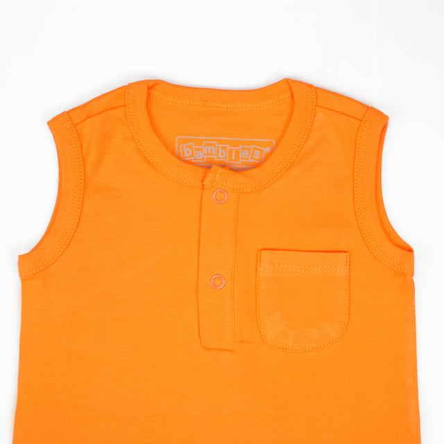 BODYSUIT SLEEVELESS POCKET ORANGE INFANT