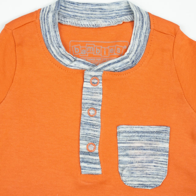 BODYSUIT STIPES COLLAR ORANGE INFANT