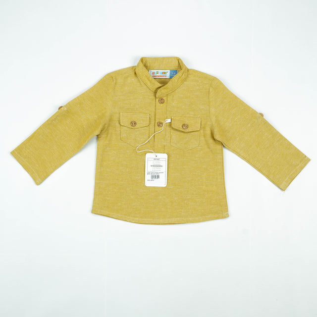 SHIRT KURTA FRONT POCKET BOYS YELLOW INFANT