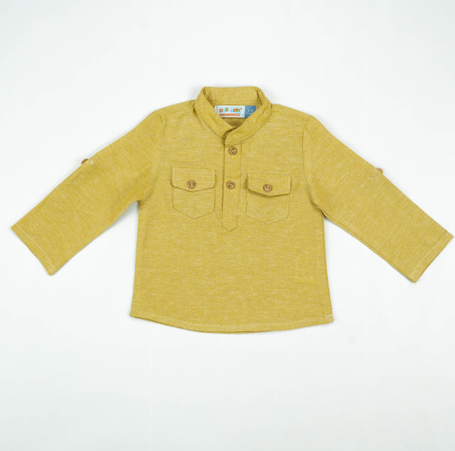 SHIRT KURTA FRONT POCKET BOYS YELLOW INFANT