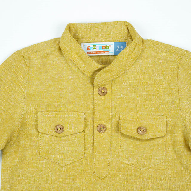 SHIRT KURTA FRONT POCKET BOYS YELLOW INFANT