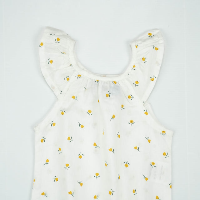 BODYSUIT YOLK SLEEVE WHITE YELLOW FLOWER INFANT