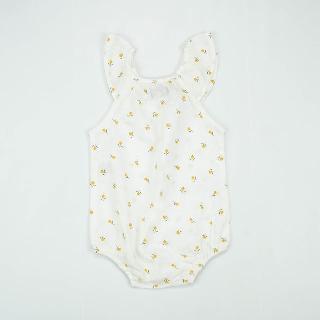 BODYSUIT YOLK SLEEVE WHITE YELLOW FLOWER INFANT