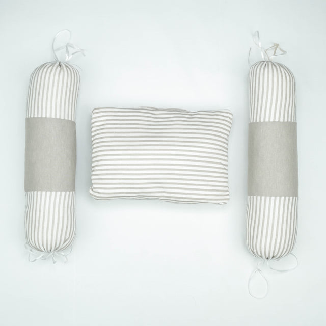 PILLOW SET GREY STRIPES