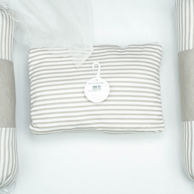 PILLOW SET GREY STRIPES