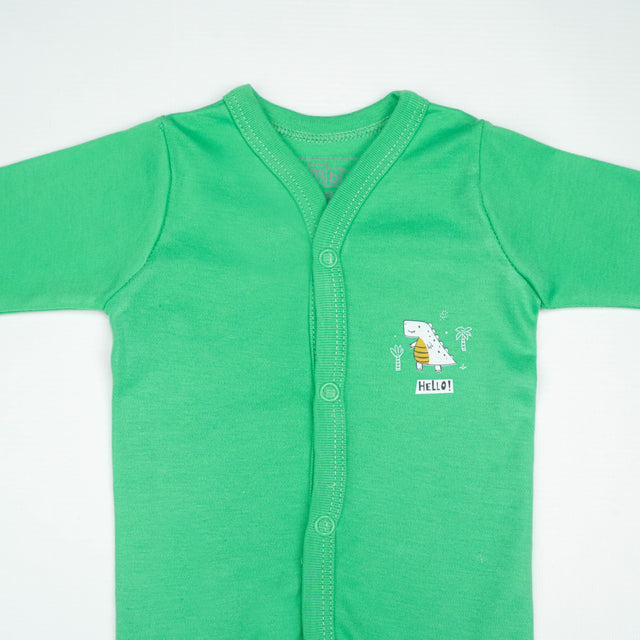 NIGHT SUIT 0-3M D.GREEN HELLO DINO