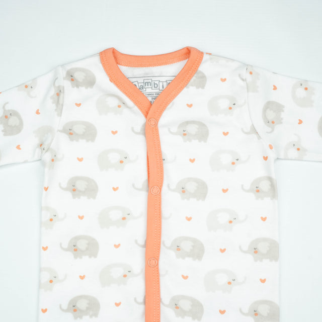 NIGHT SUIT 6-12M PEACH ELEPHANTS
