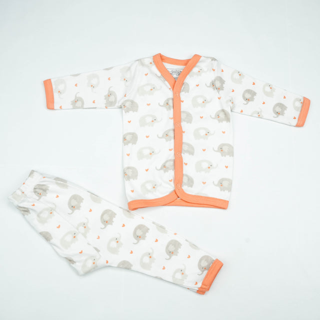 NIGHT SUIT NB PEACH ELEPHANTS