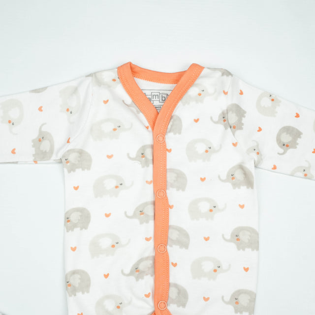NIGHT SUIT NB PEACH ELEPHANTS