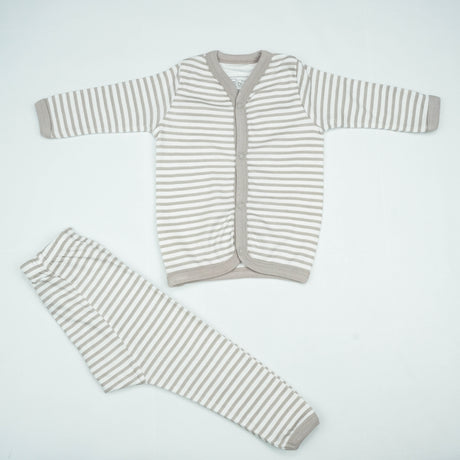 NIGHT SUIT 0-3M GREY STRIPES