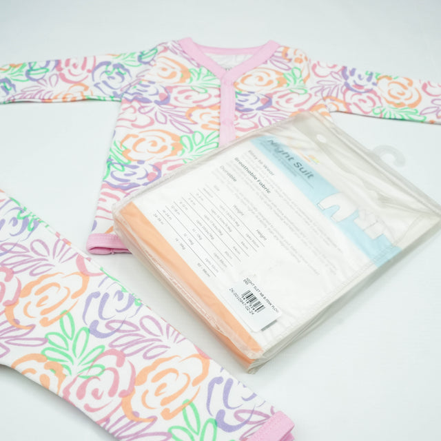 NIGHT SUIT NB B.PINK FLOWERS