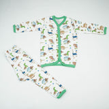 NIGHT SUIT 6-12M D.GREEN DINOS