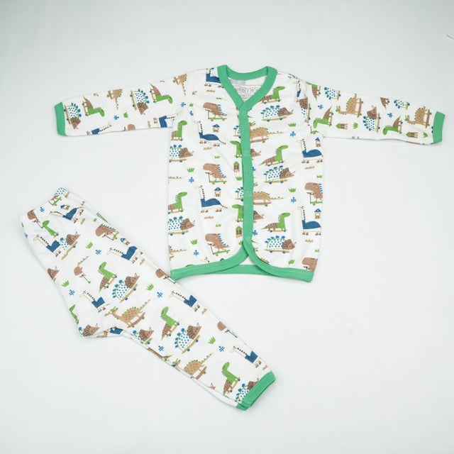 NIGHT SUIT 6-12M D.GREEN DINOS
