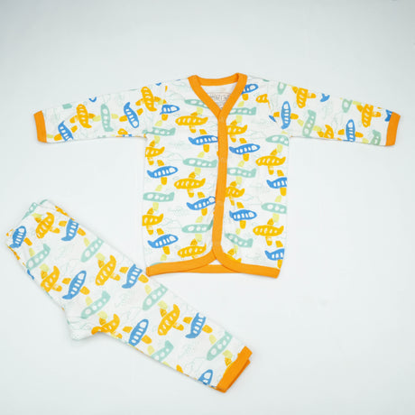 NIGHT SUIT 6-12M MUSTARD PLANES