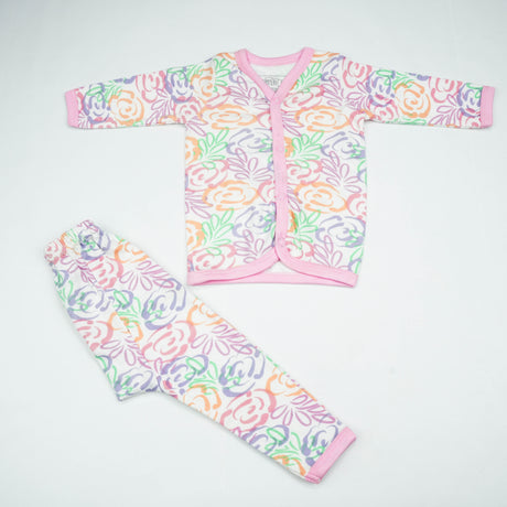 NIGHT SUIT 0-3M B.PINK FLOWERS