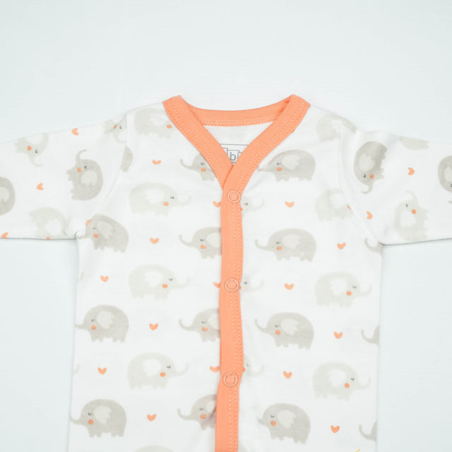 NIGHT SUIT 0-3M PEACH ELEPHANTS