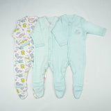 SLEEP SUIT PK3 NB B.BLUE DINO WORLD