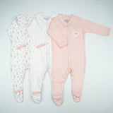 SLEEP SUIT PK3 12-18M LT PINK BLOSSOM