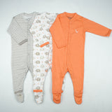 SLEEP SUIT PK3 6-12M PEACH ELEPHANT