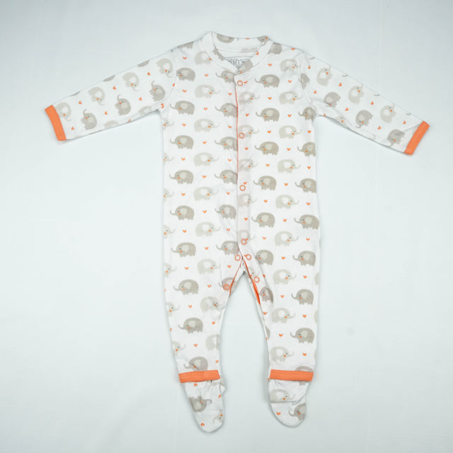 SLEEP SUIT PK3 6-12M PEACH ELEPHANT