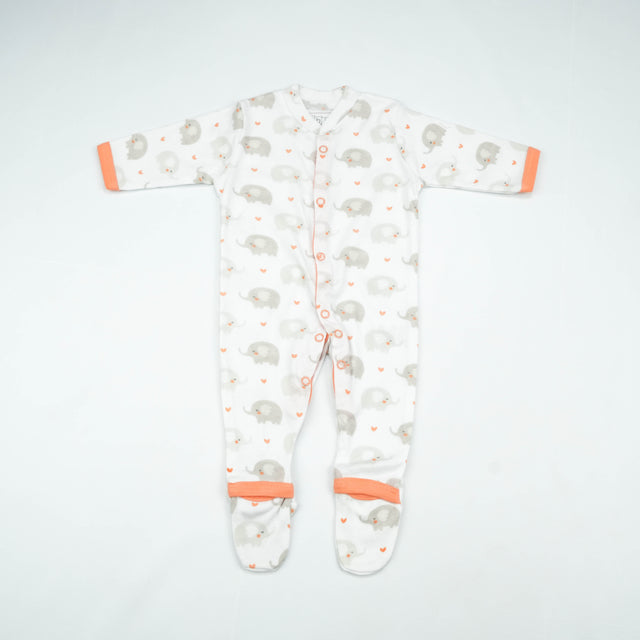 SLEEP SUIT PK3 NB PEACH ELEPHANT