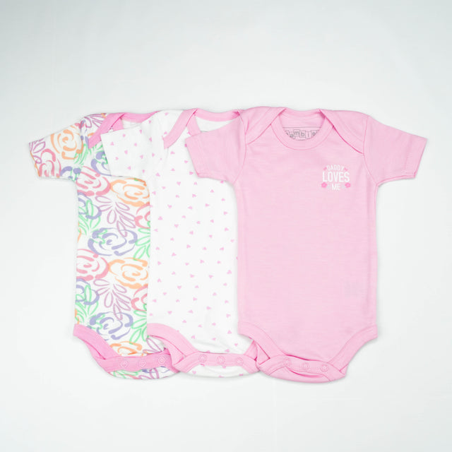 BODY SUIT PK3 0-3M B.PINK FLORAL