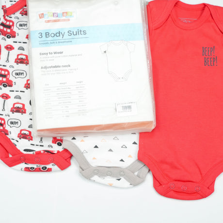 BODY SUIT PK3 0-3M RED BUS