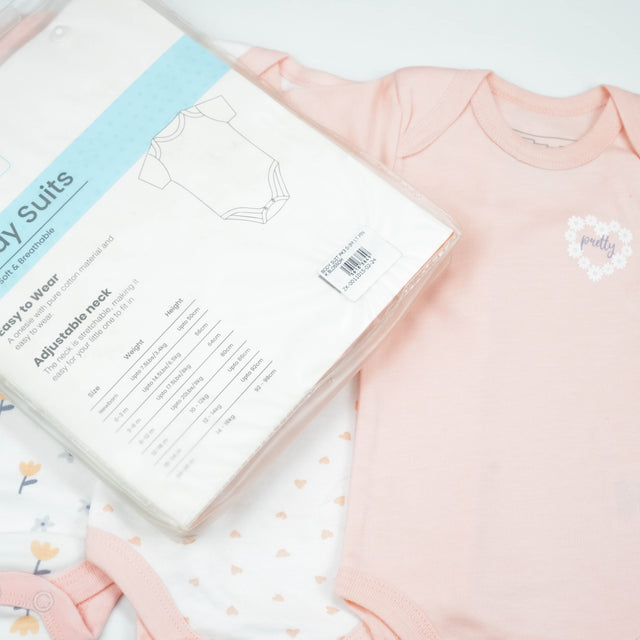 BODY SUIT PK3 0-3M LT PINK BLOSSOM