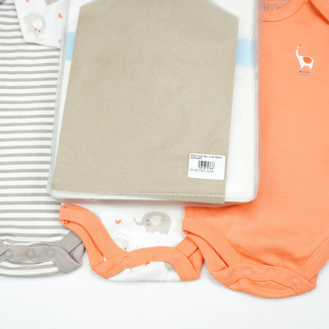 BODY SUIT PK3 0-3M PEACH ELEPHANT