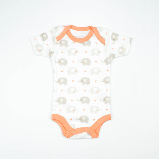 BODY SUIT PK3 0-3M PEACH ELEPHANT