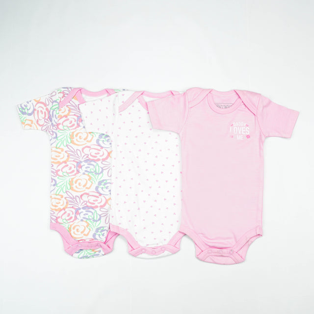 BODY SUIT PK3 6-12M B.PINK FLORAL