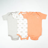 BODY SUIT PK3 12-18M PEACH ELEPHANT