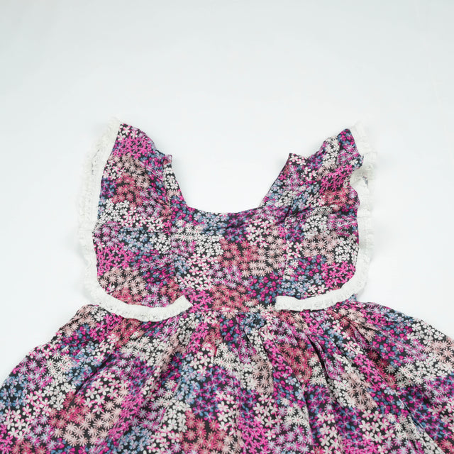 FROCK RUFFLE SLEEVE PURPLE FLOWER INFANT