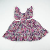 FROCK RUFFLE SLEEVE PURPLE FLOWER INFANT