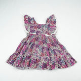 FROCK RUFFLE SLEEVE PURPLE FLOWER INFANT