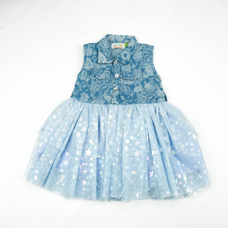 FROCK DENIM WITH BLUE NET INFANT