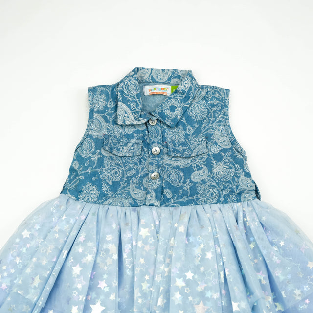 FROCK DENIM WITH BLUE NET INFANT