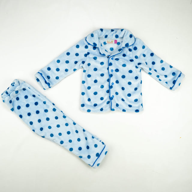 NIGHT SUIT FLEECES BLUE POLKA