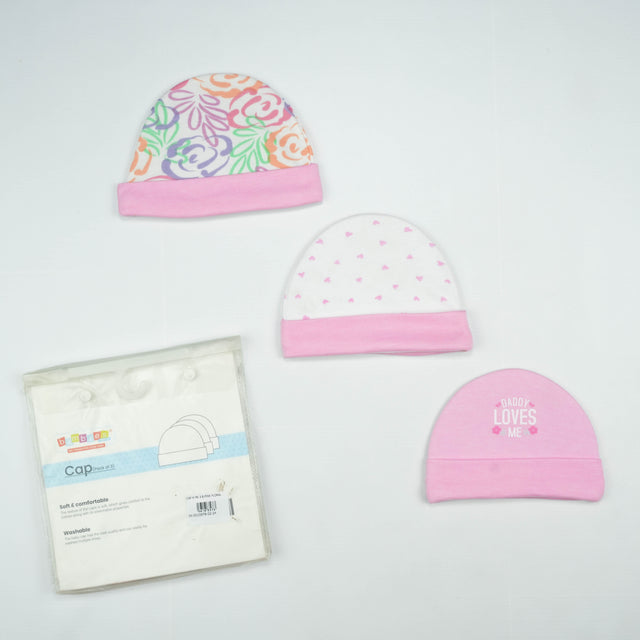 CAP M PK 3 B.PINK FLORAL