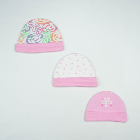 CAP M PK 3 B.PINK FLORAL