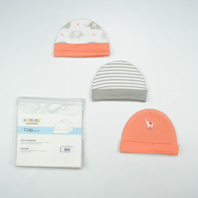 CAP S PK 3 PEACH ELEPHANT