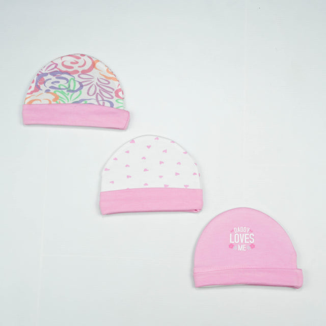 CAP S PK 3 B.PINK FLORAL