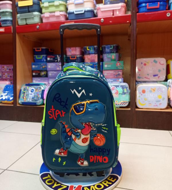 Happy Dino 3D School Trolley Bag for Kids Nursery to KG 2 - MomYom Pakistan (8312T)
