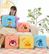 Disney 2-in-1 Travel Pillow & Blanket for Kids - Premium Winnie the Pooh, Minnie Mouse, Lotso, Donald Duck (Washable, 35x38cm Pillow, 120x150cm Blanket)