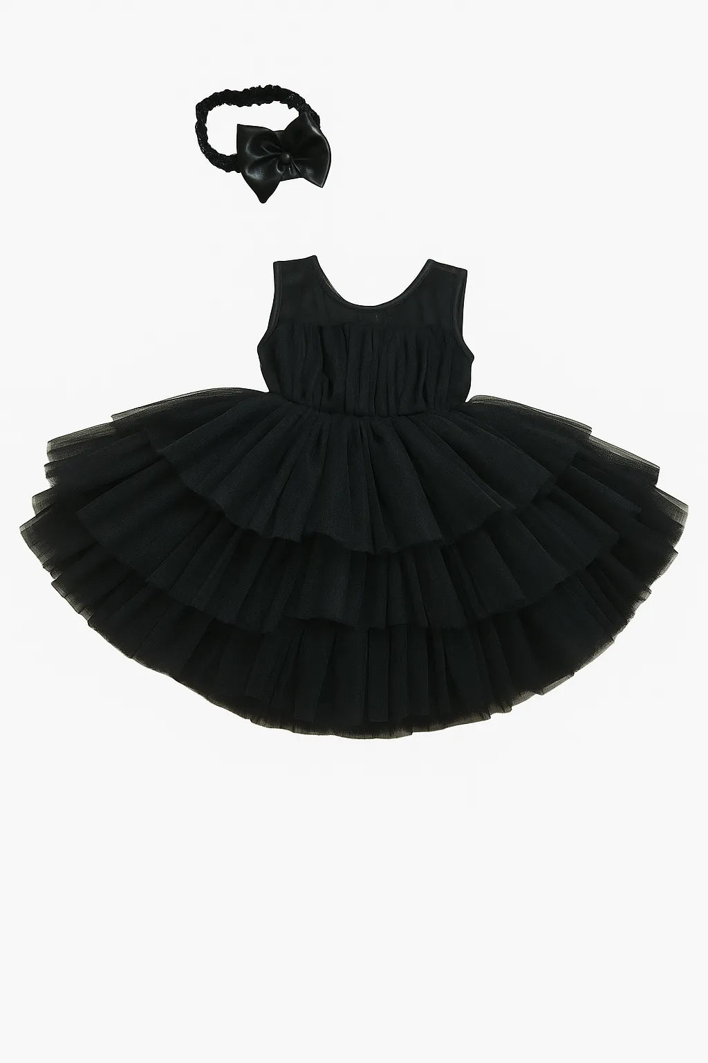 Elegant Black Party Dress with Matching Headband