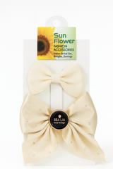 Elegant Bow Hair Clips – Cream Satin & Fabric Set (2pcs)
