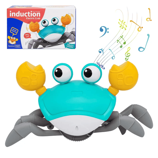 Musical Crawling Crab Toy With Obstacle Avoidance Sensor - Help Baby Crawl
