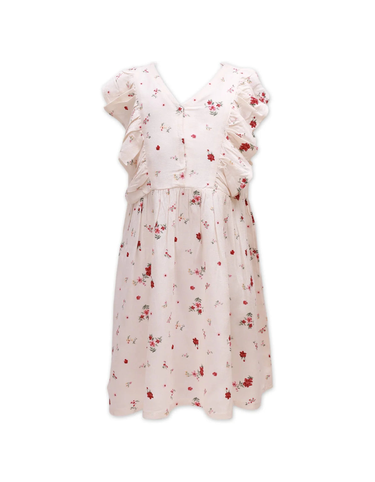 Frock Frill Sleeves Red Flower Infant