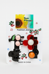 Fashion Hair Clips – Flower, Cat & Geometric Design Set (4pcs)